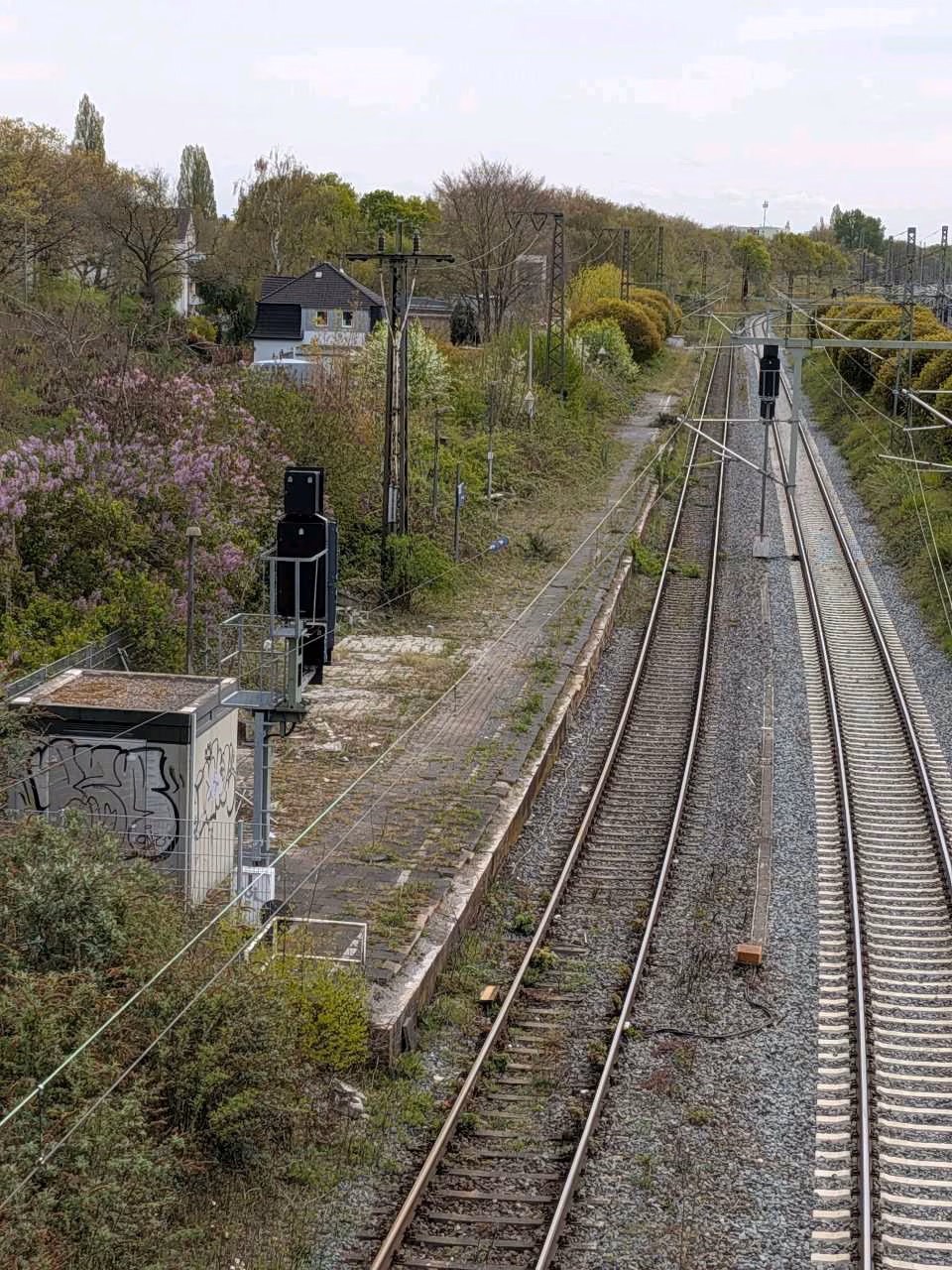 Aerial satellite view of Bahnhof, an abandoned Railway Station in Duisburg, Germany