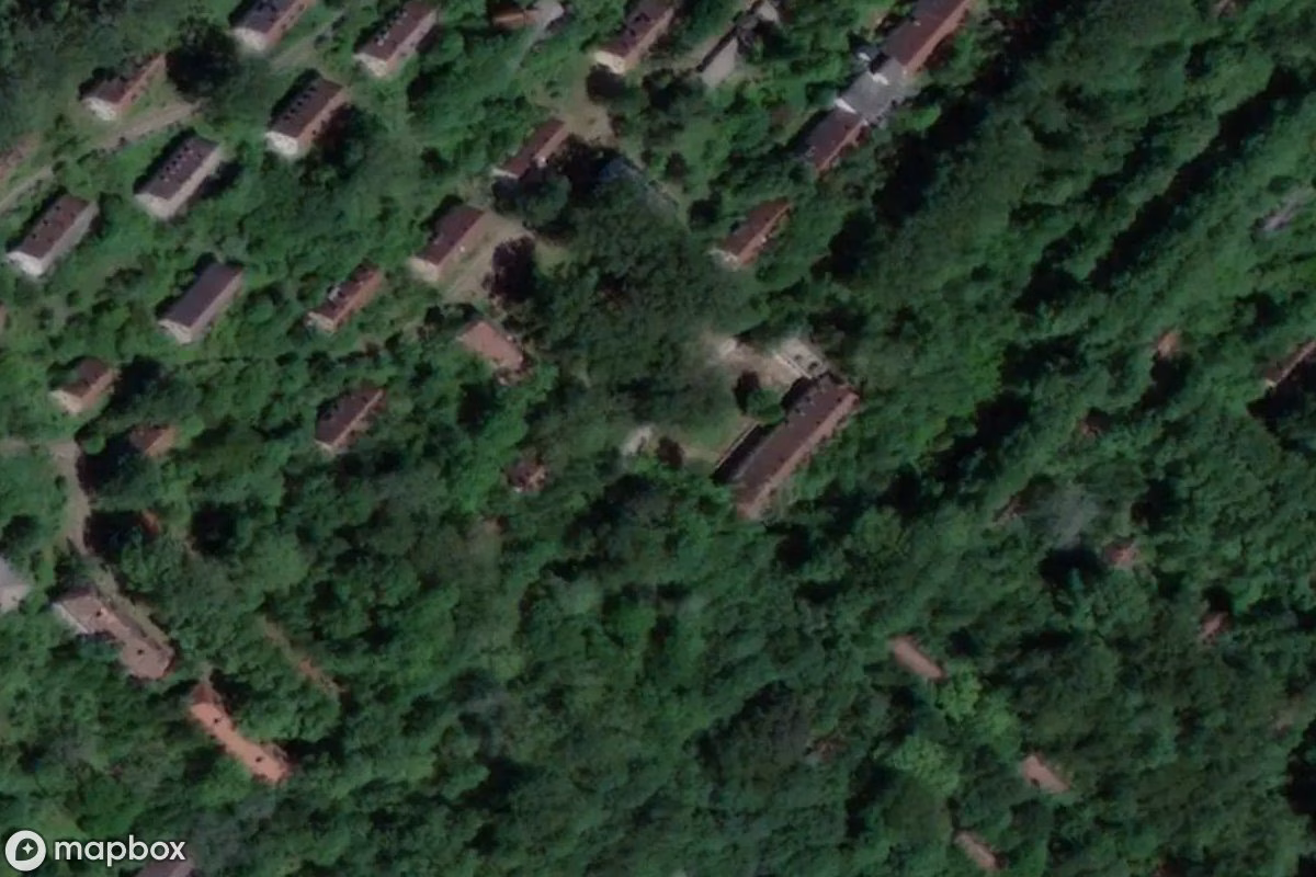 Aerial satellite view of Schule, an abandoned School in Rerik, Germany