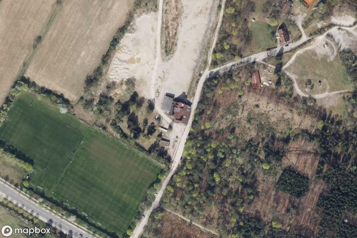 Aerial satellite view of Kieswerk, an abandoned Factory in Munich, Germany