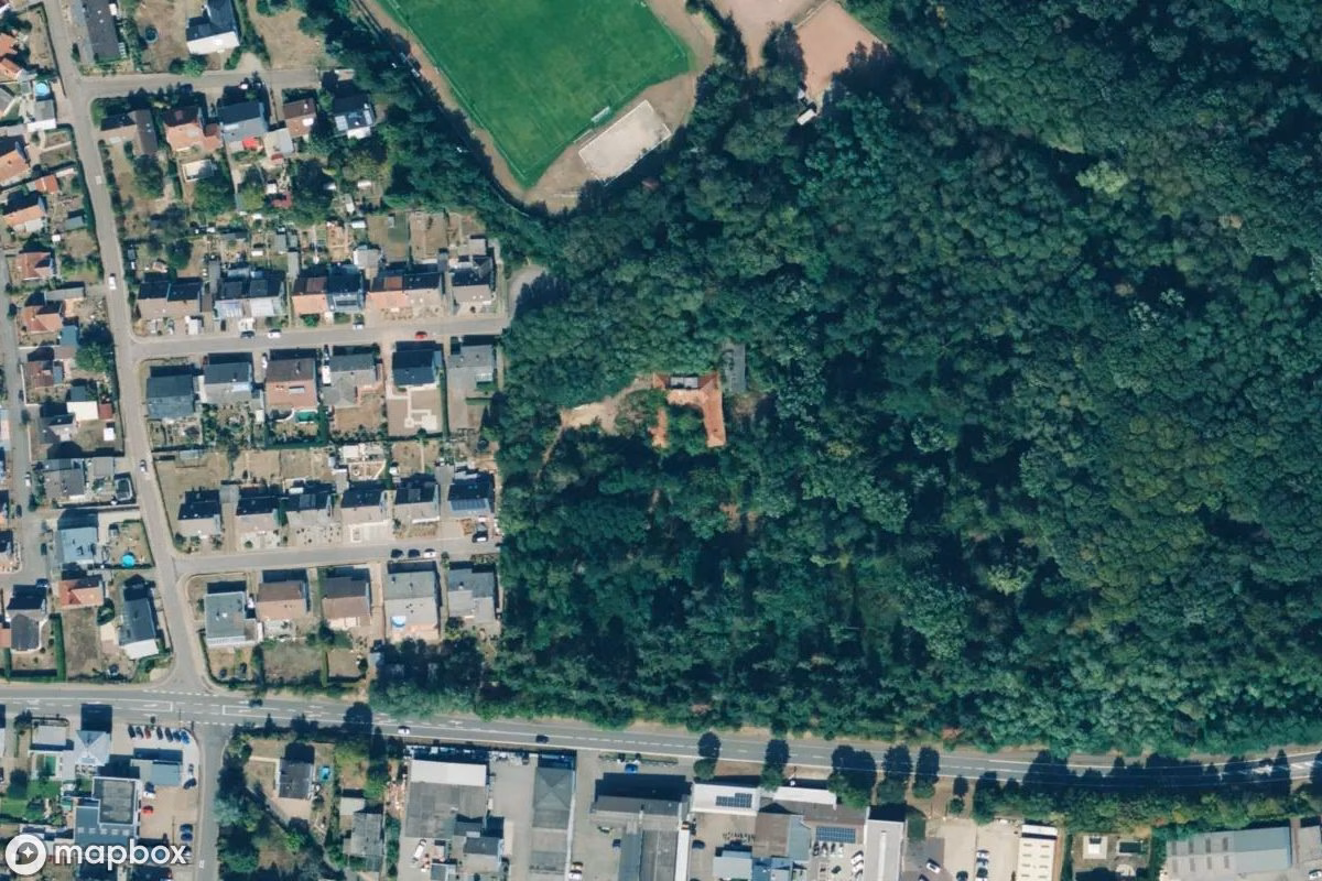 Aerial satellite view of Haus Heilgenborn, an abandoned  in Siersburg, Germany
