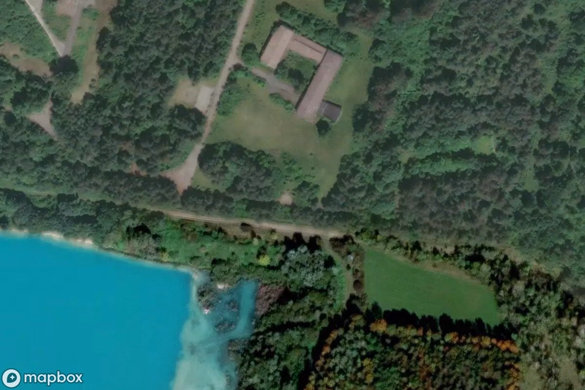 Aerial satellite view of Kreiselpumpen-Anlage, an abandoned Factory in Kolonie Obermeitingen, Germany