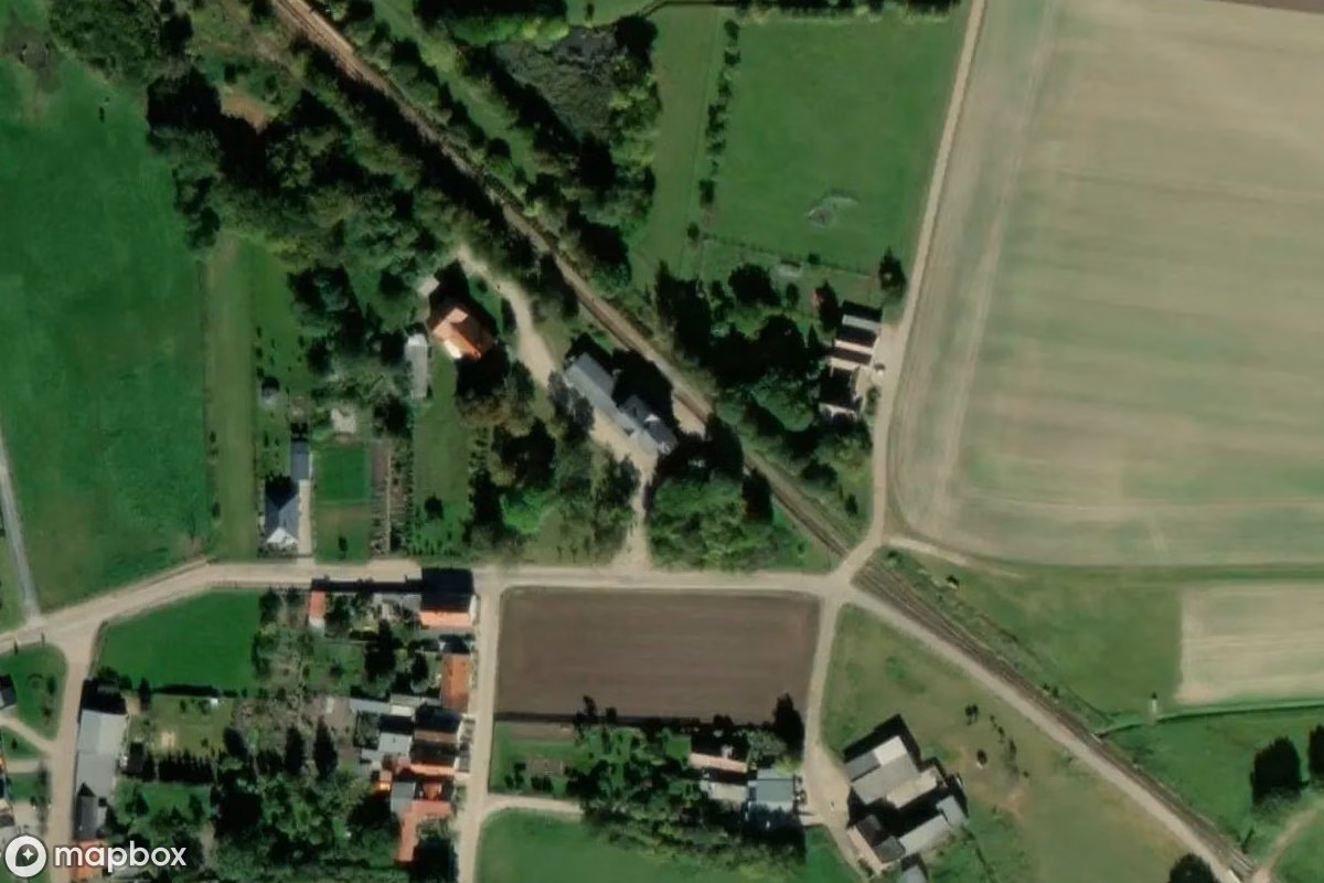 Aerial satellite view of Bahnhof Schneidlingen, an abandoned Railway Station in Hecklingen, Germany