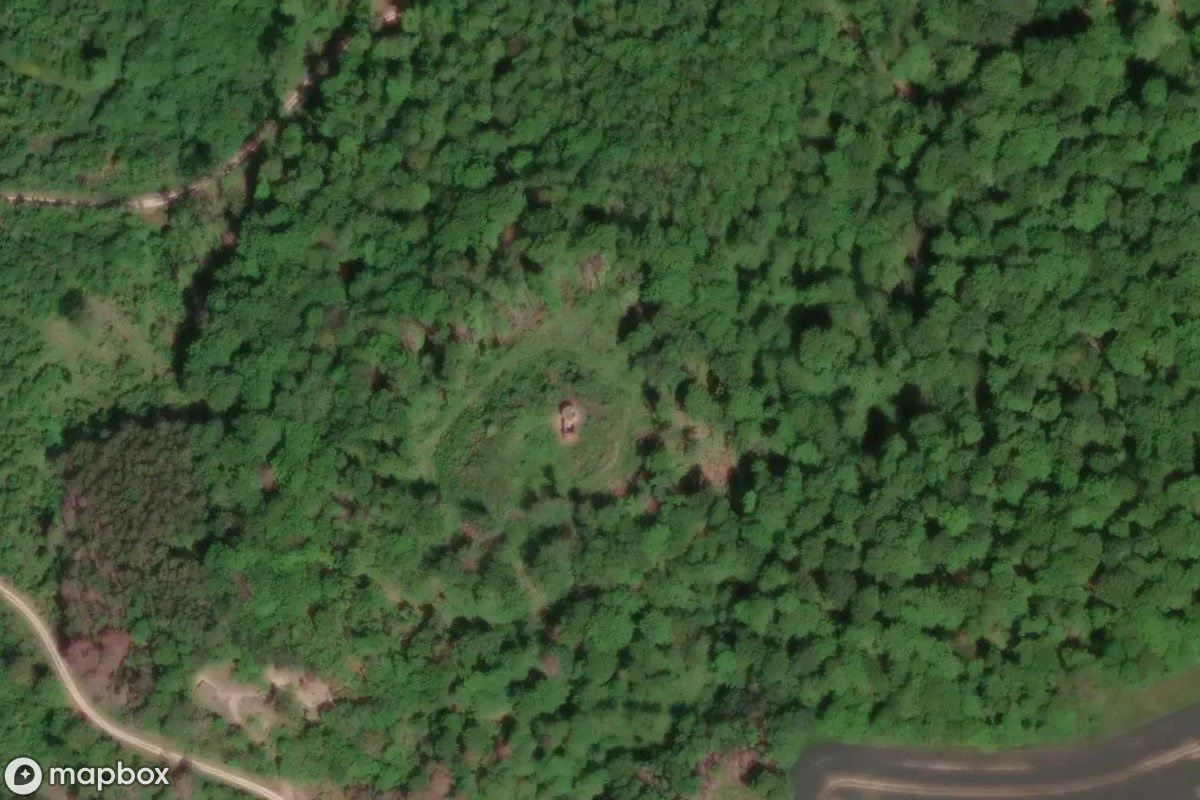 Satellietbeeld vanuit de lucht van Aussichtsturm, een verlaten Ruïne in Sonnenstein, Duitsland