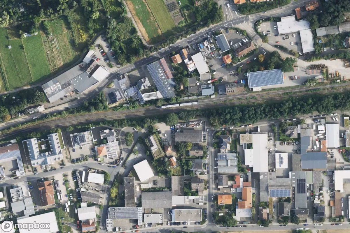 Vue aérienne satellite de Schuppen, un abandonné à Mainz, Allemagne