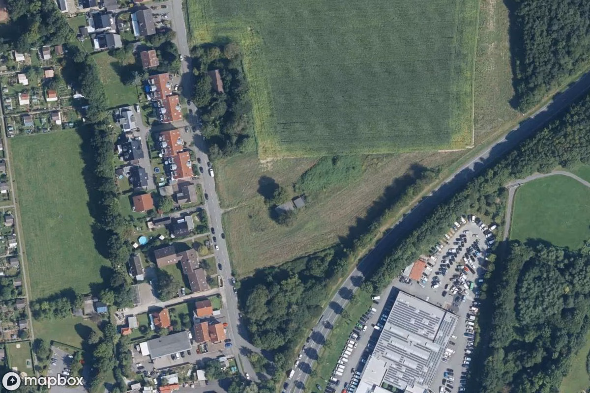 Aerial satellite view of Verlassenes Bauernhaus, an abandoned Farm in Bielefeld, Germany