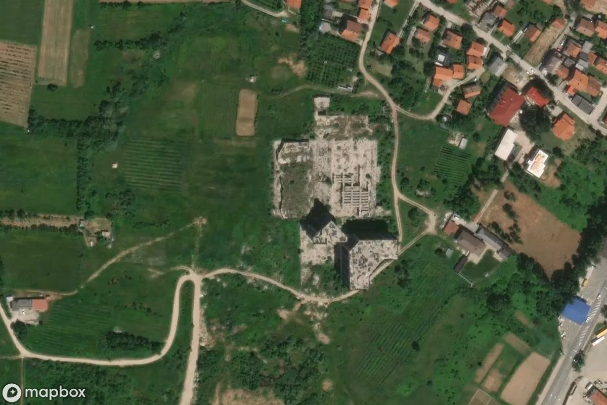 Aerial satellite view of Lost Place, an abandoned  in Bugojno, Bosnia and Herzegovina