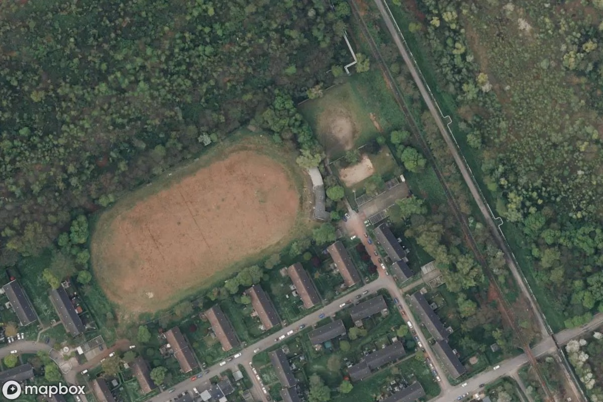 Vista aérea por satélite de Spiel- und Sportverein, un  abandonado en Bottrop, Alemania