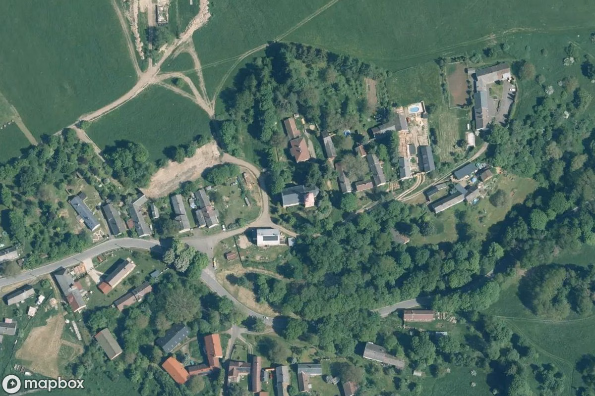 Aerial satellite view of Lost Place, an abandoned  in Lestkov, Czechia