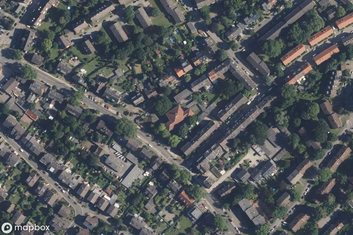 Satelitarny widok z lotu ptaka Schule, opuszczone Szkoła w Essen, Niemcy