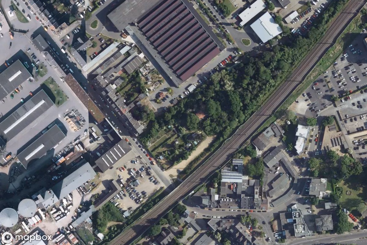 Aerial satellite view of Autos, an abandoned Vehicle in Duren, Germany
