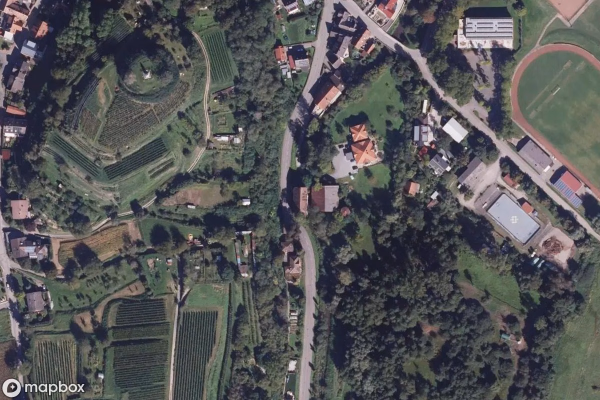 Satelitní letecký pohled na Mühle, opuštěné Továrna v Nimburg, Německo