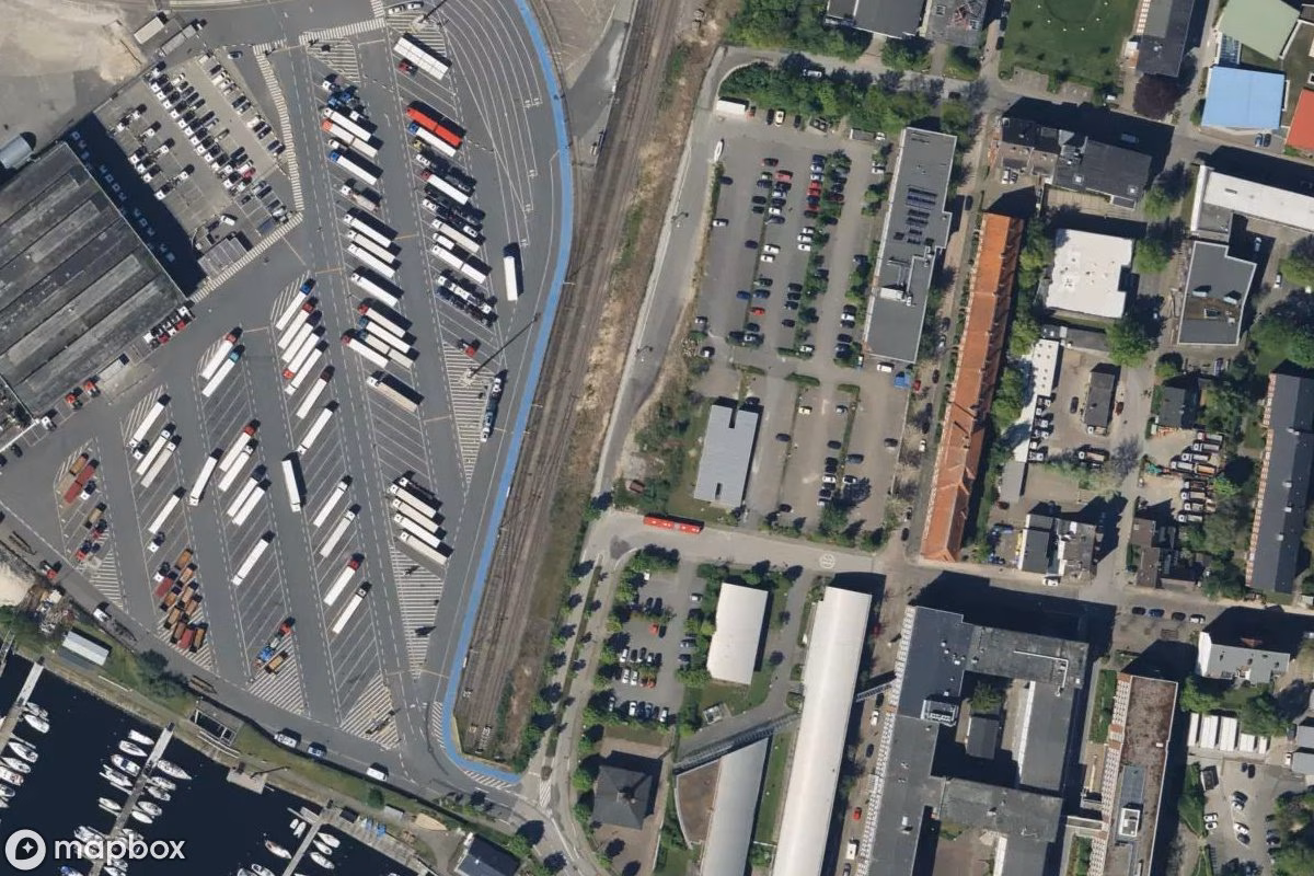 Satellittbilde fra luften av Bunker, et forlatt Bunker i Kiel, Tyskland