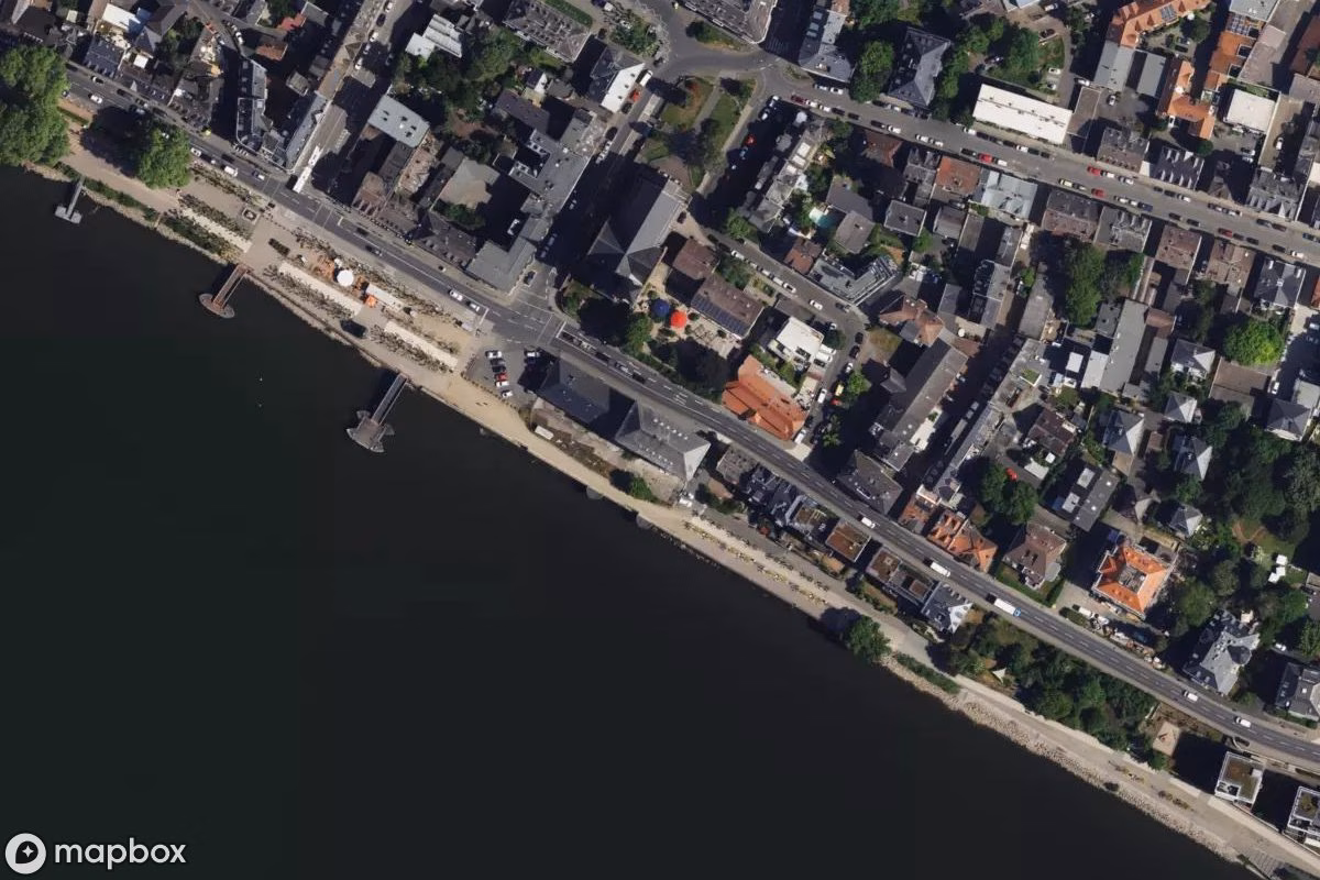 Aerial satellite view of Zollamt, an abandoned  in Wiesbaden, Germany