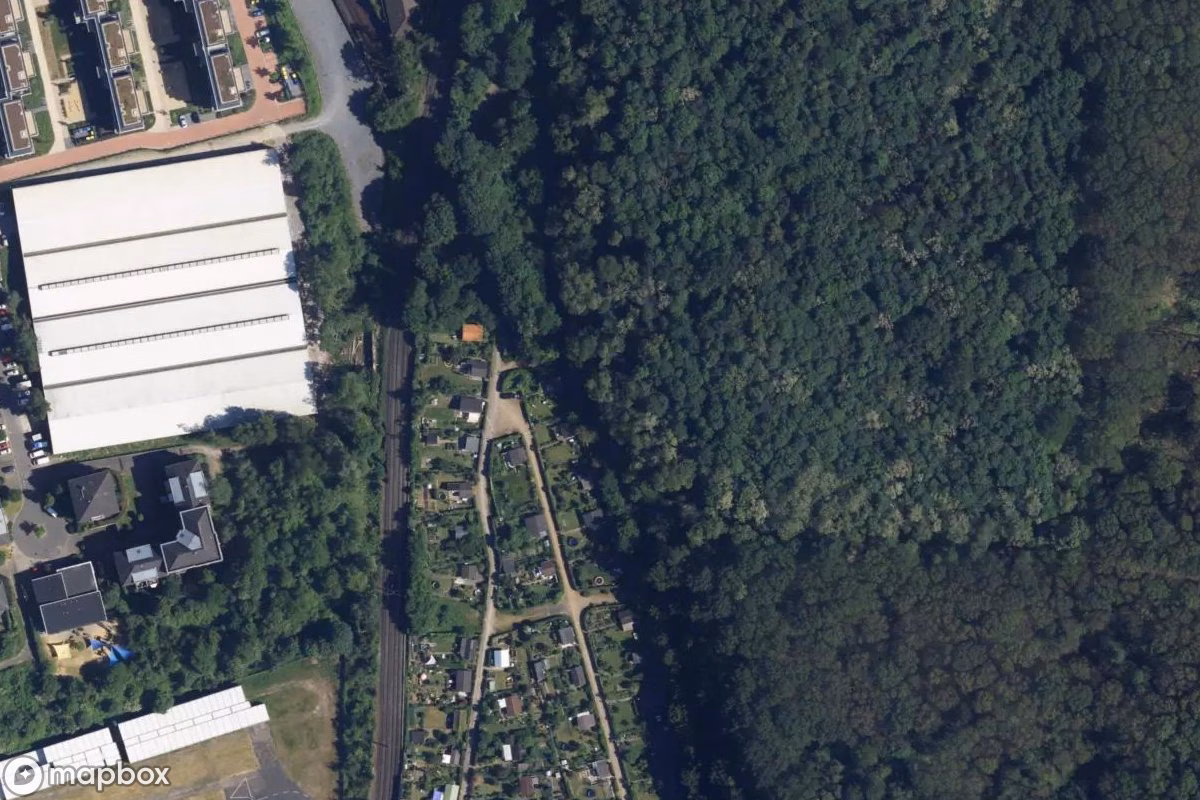 Műholdas légi felvétel Bunker helyszínről, egy elhagyatott Bunker itt: Dusseldorf, Németország