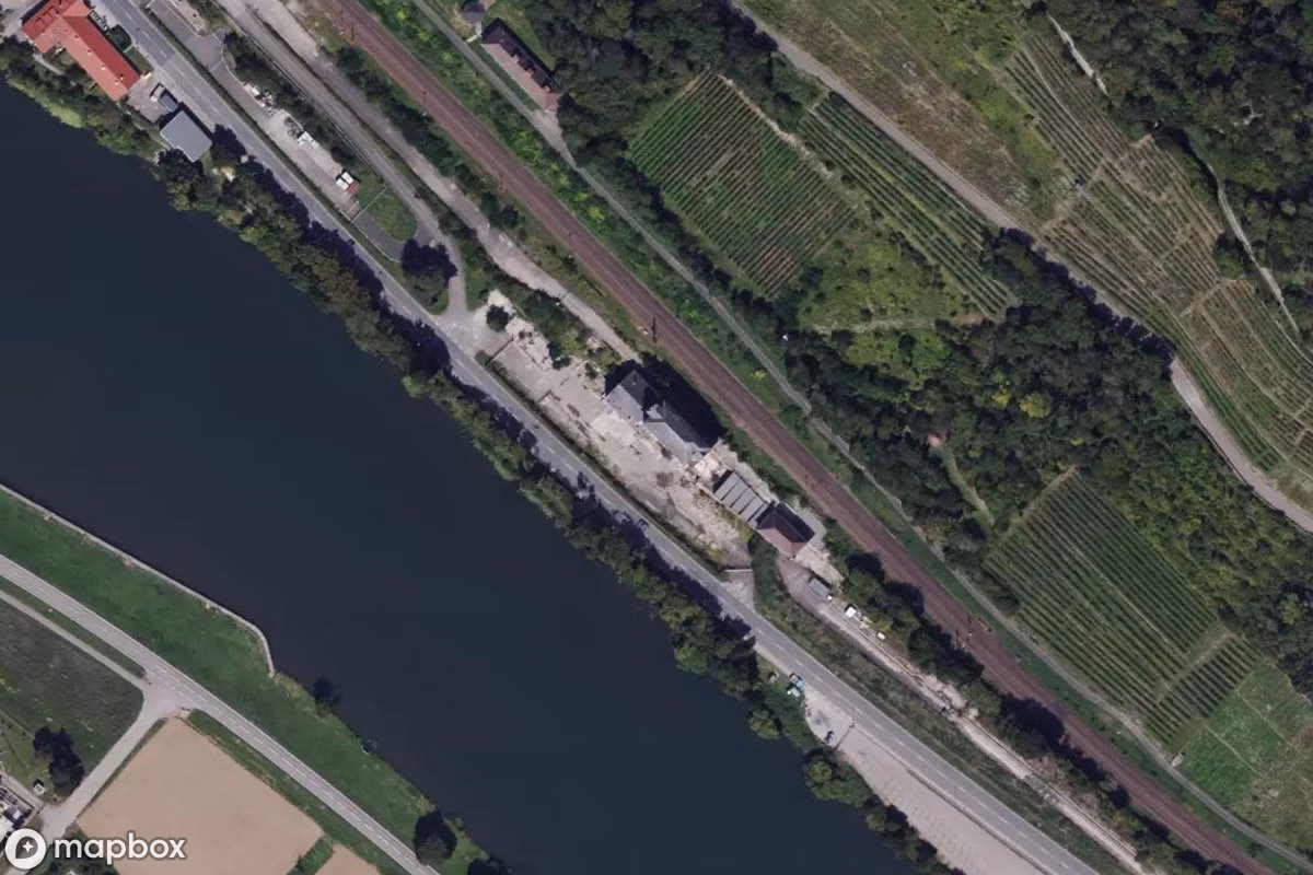 Aerial satellite view of Gipswerk Neckarzimmern, an abandoned Factory in Neckarzimmern, Germany