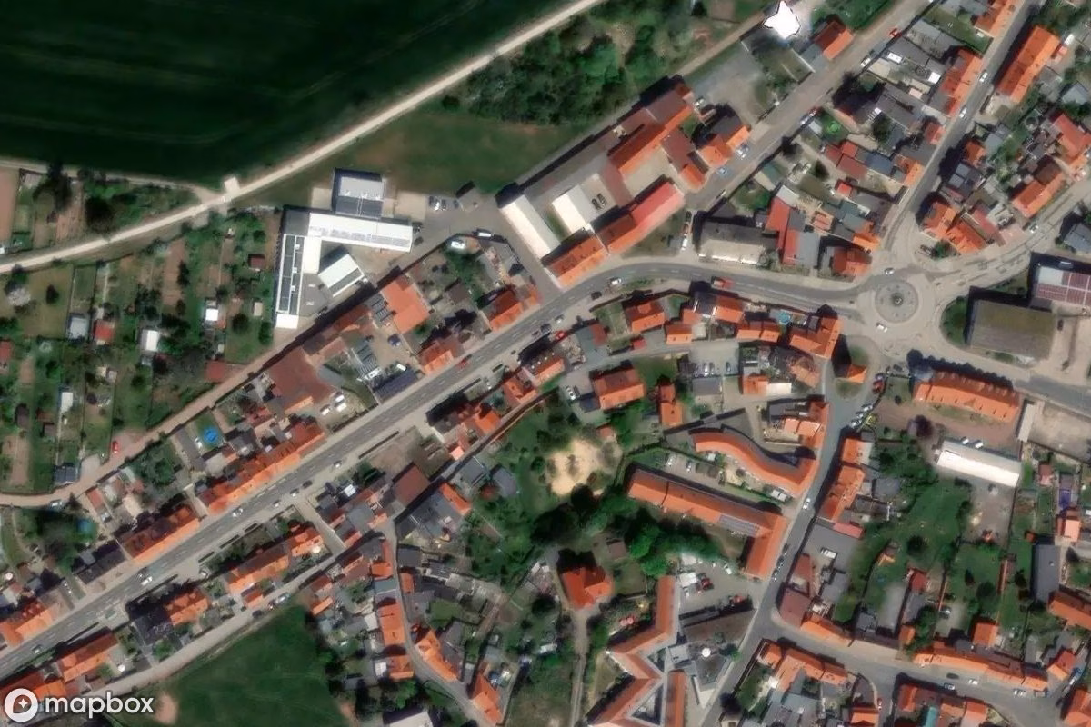 Aerial satellite view of Fleischerei, an abandoned Shop in Ballenstedt, Germany