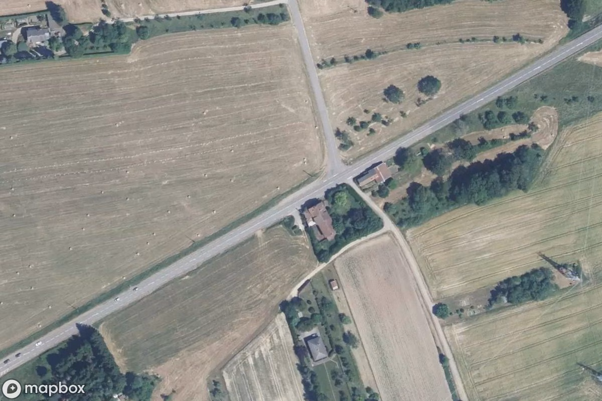 Aerial satellite view of Relais Hotel, an abandoned Hotel in Jeuxey, France