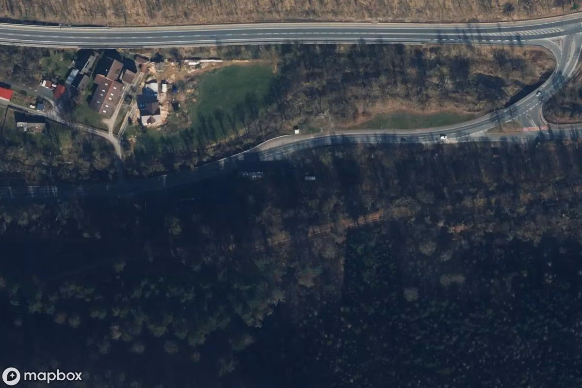 Aerial satellite view of Lokschuppen, an abandoned  in Bodenwerder, Germany