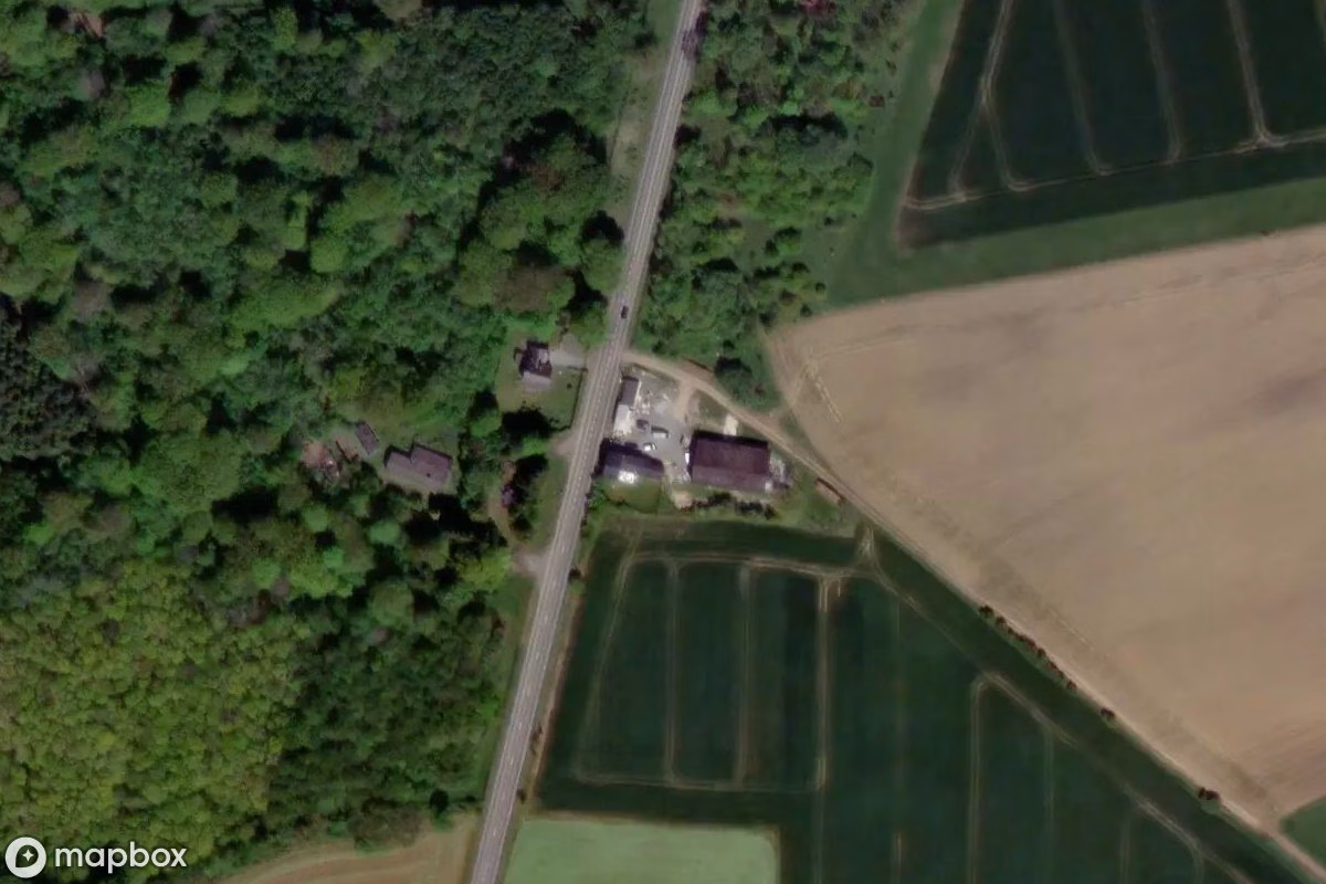 Aerial satellite view of Ferme, an abandoned Farm in Florennes, Belgium
