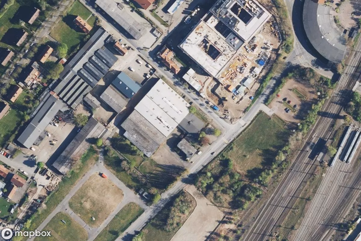 Aerial satellite view of Viehhallengenossenschaft, an abandoned Factory in Uelzen, Germany