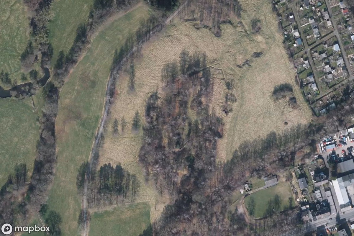 Satellietbeeld vanuit de lucht van RAD Bunker 466 und 467, een verlaten Bunker in Stolberg, Duitsland