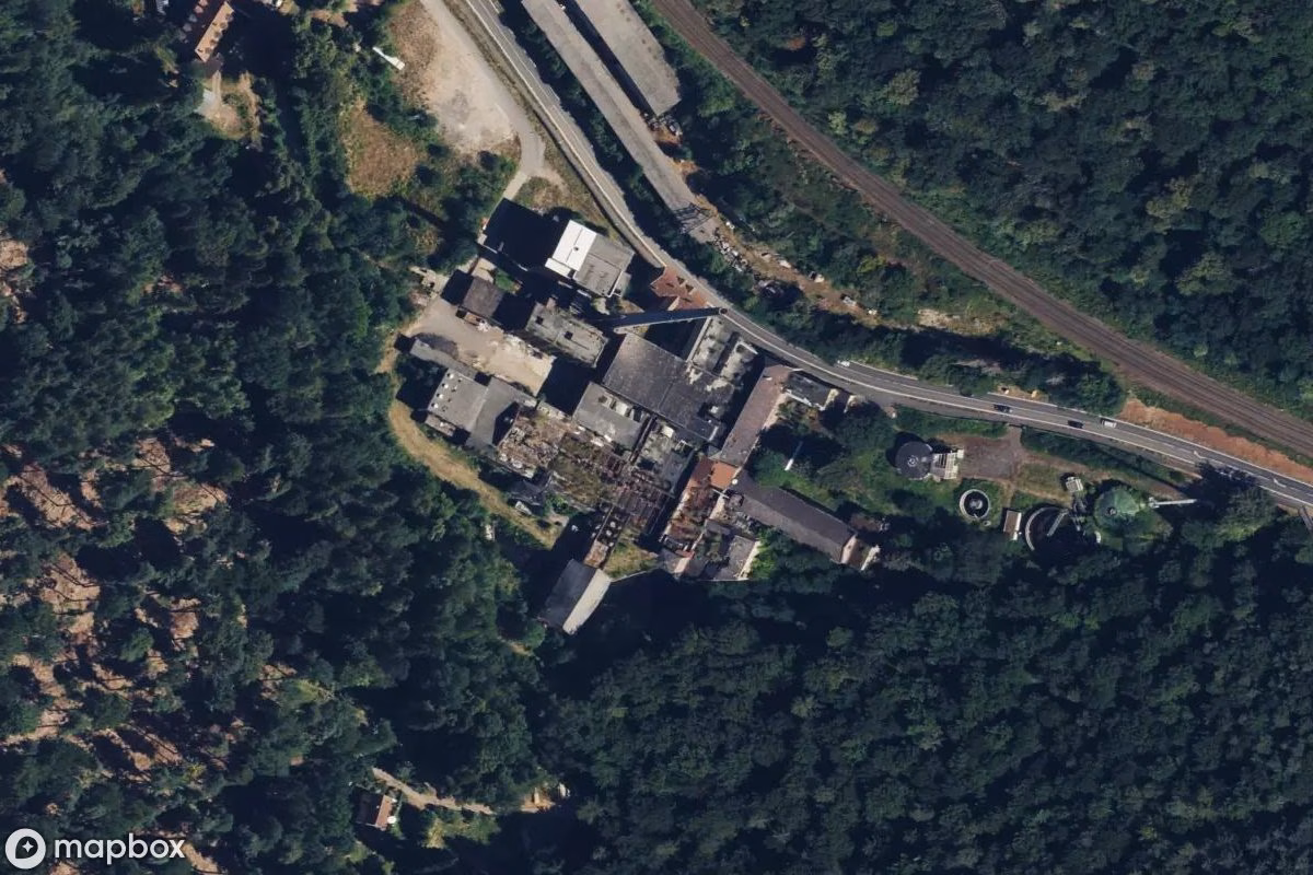 Satelitarny widok z lotu ptaka Fabrik, opuszczone Fabryka w Lindenberg, Niemcy