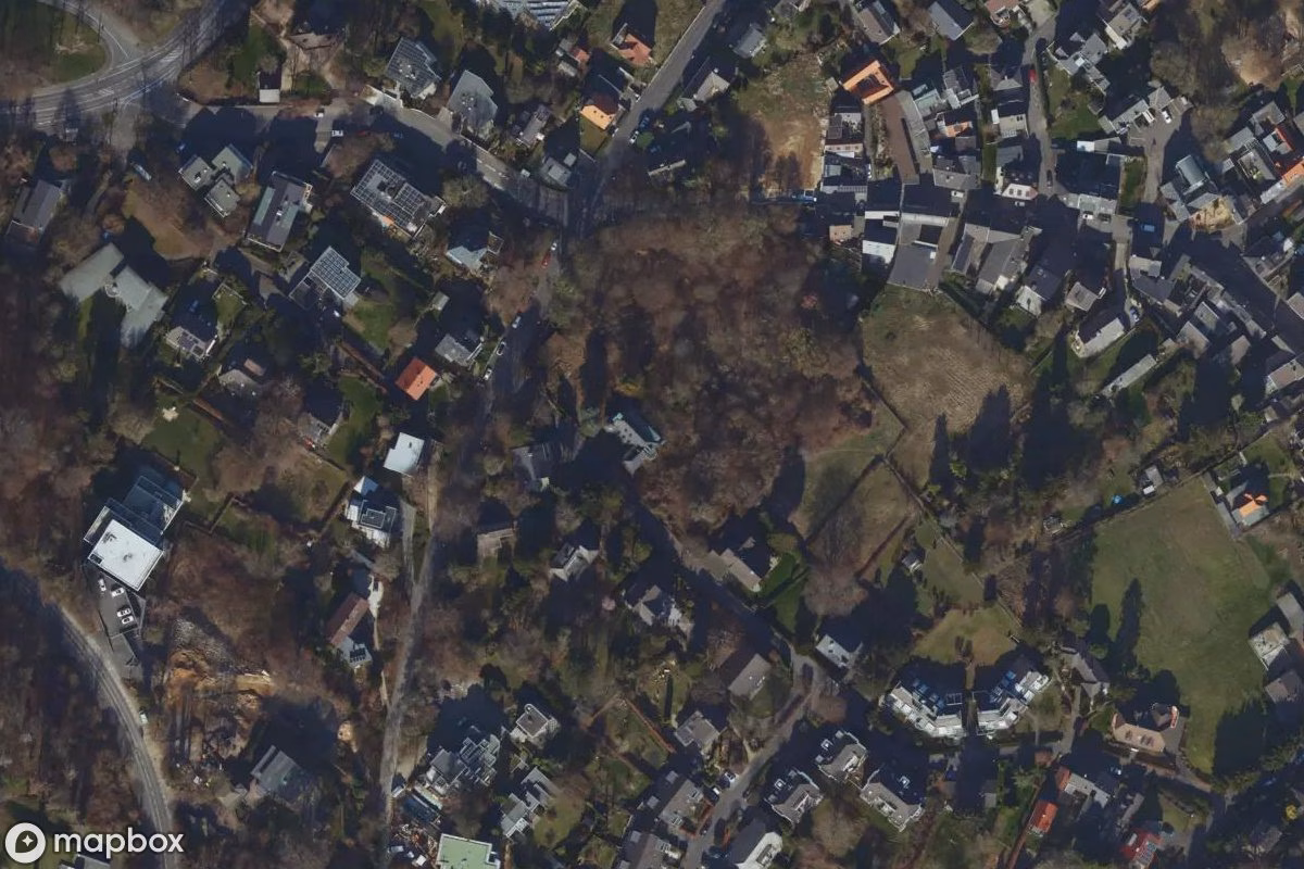 Vista aérea por satélite de Residenz Iran, un abandonado en Bonn, Alemania