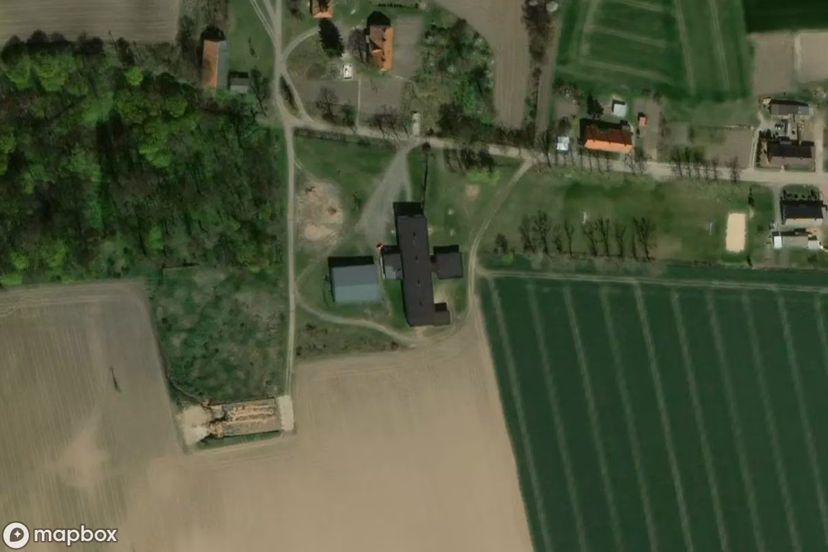 Aerial satellite view of Verlassene PGR, an abandoned Farm in Szymborno, Poland