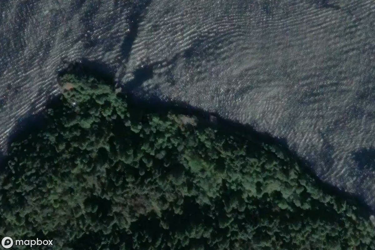 Aerial satellite view of Torpedobatterie, an abandoned Military Site in Bergen, Norway