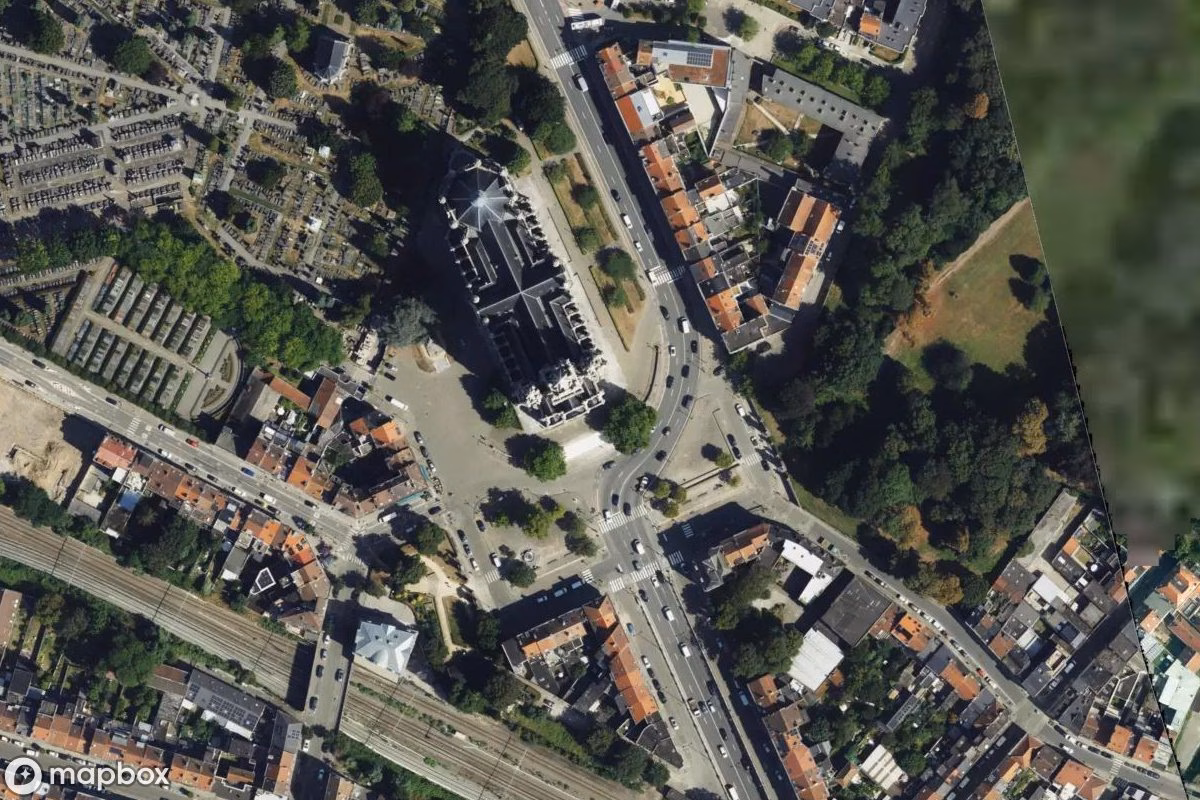 Satelitní letecký pohled na Katakomben, opuštěné  v Brussels, Belgie