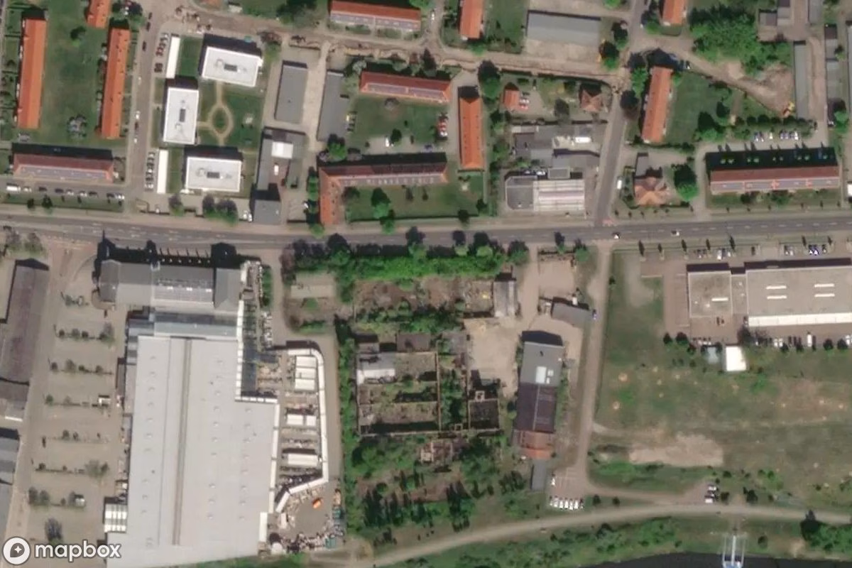 Aerial satellite view of Pharma GmbH, an abandoned  in Wittenberg, Germany