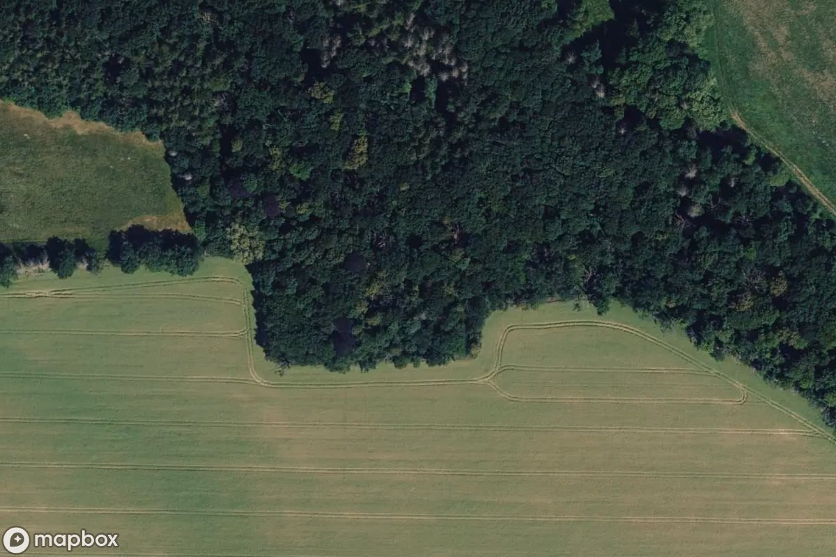 Satellietbeeld vanuit de lucht van Mausoleum, een verlaten  in Kodersdorf, Duitsland