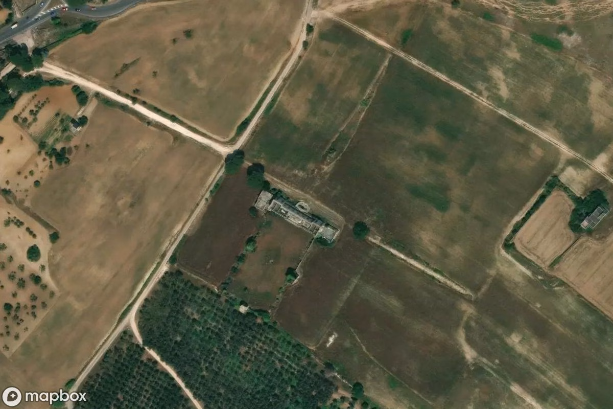 Aerial satellite view of Villa Cerulli-Bozzi Corso, an abandoned Residence in Lecce, Italy