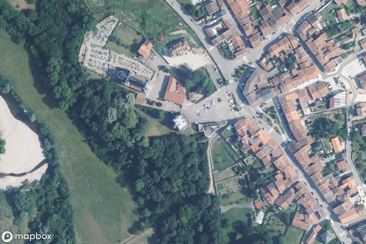 Aerial satellite view of Schloss, an abandoned Castle in Bayon, France