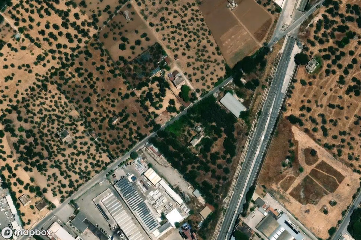 Aerial satellite view of Kirche San Giorgio Armeni, an abandoned Church in Bari, Italy