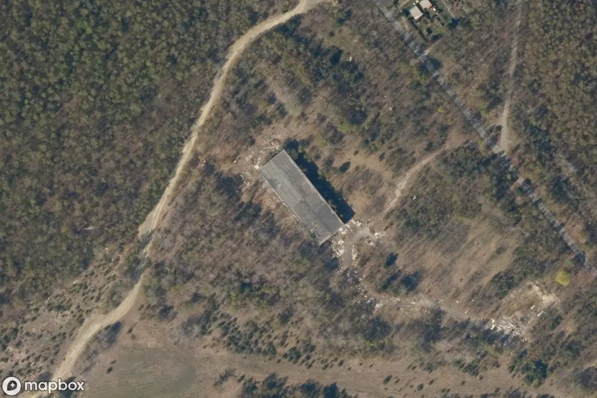 Vista aérea por satélite de Halle, un Almacén abandonado en Lauchhammer, Alemania