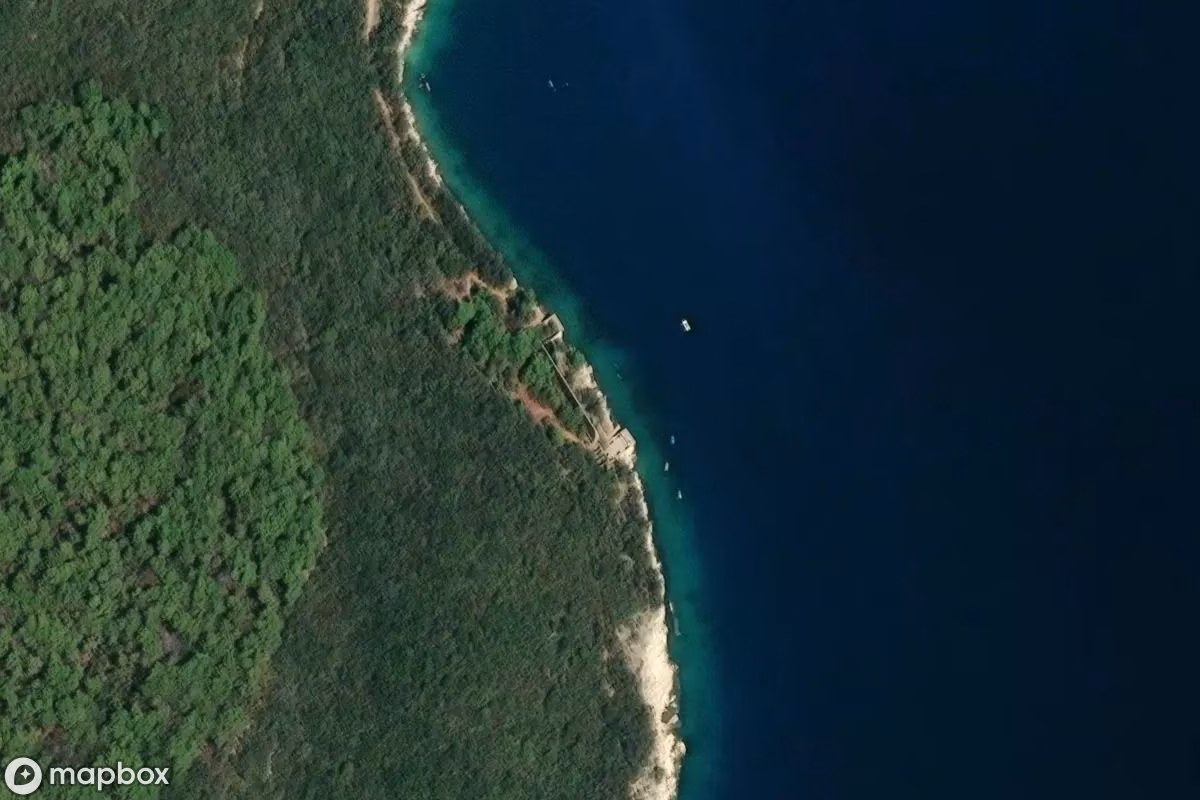 Aerial satellite view of Bauxit-Abbau, an abandoned Mine in Grad Labin, Croatia