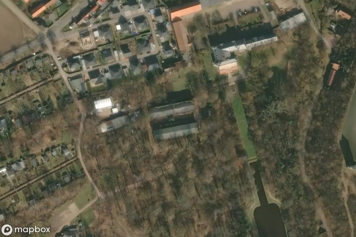 Aerial satellite view of Schullandheim, an abandoned School in Oberteutschenthal, Germany
