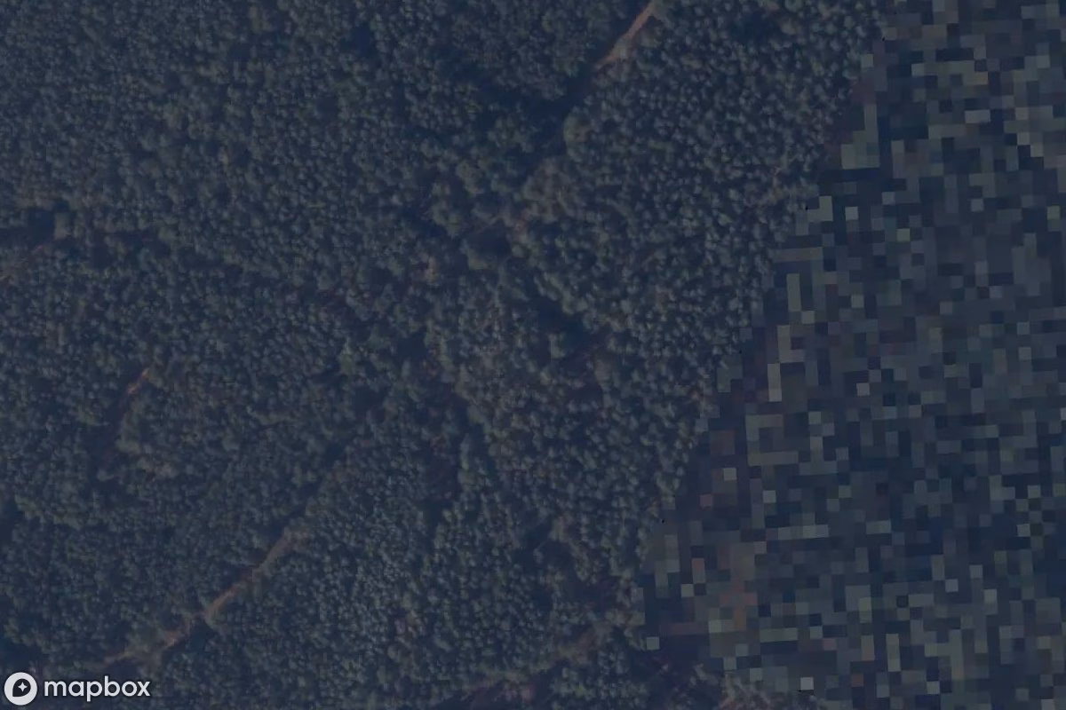 Satelitní letecký pohled na Küstenbatterie Goben, opuštěné  v Świnoujście, Polsko