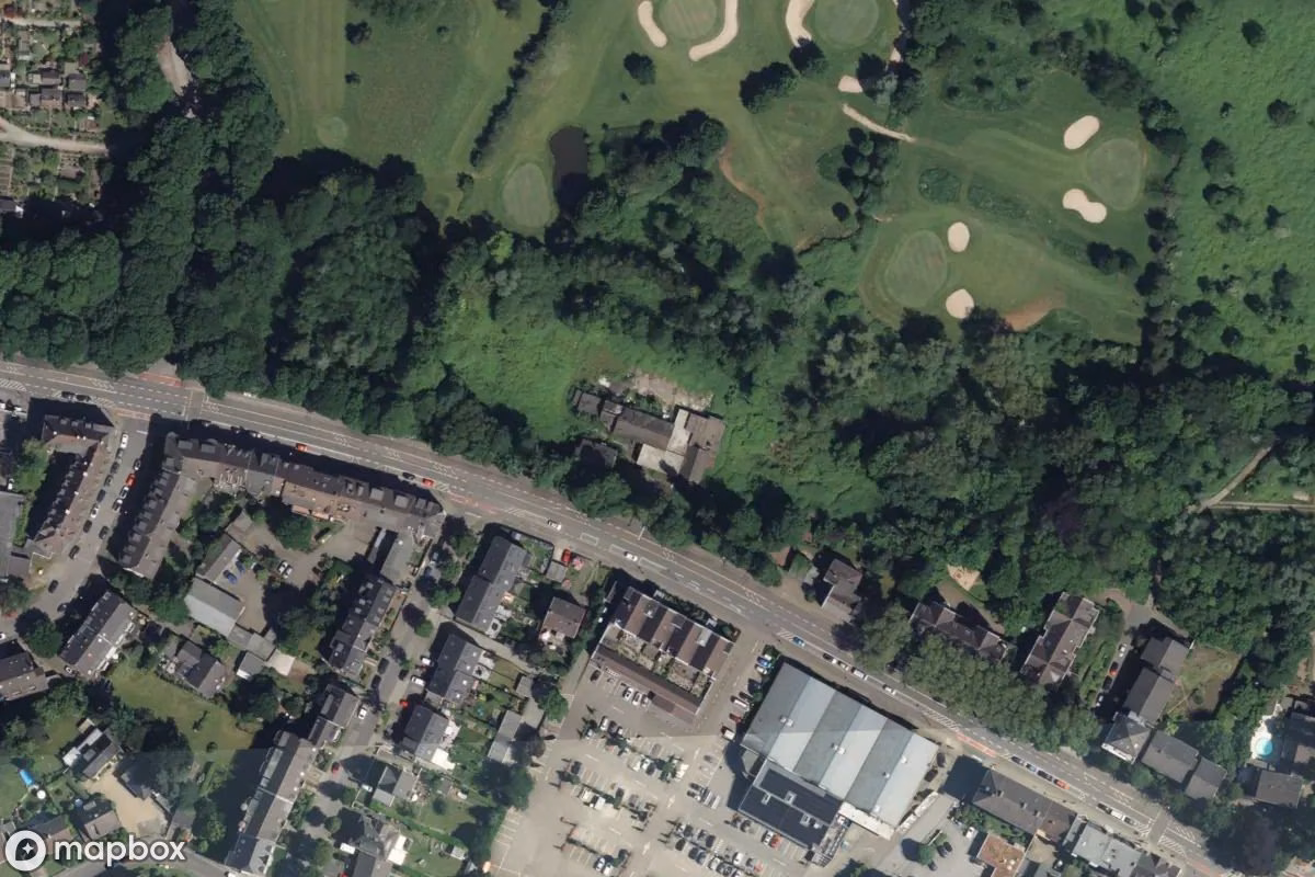 Satellitbild från luften av Hofstelle, en övergiven Bondgård i Mülheim an der Ruhr, Tyskland