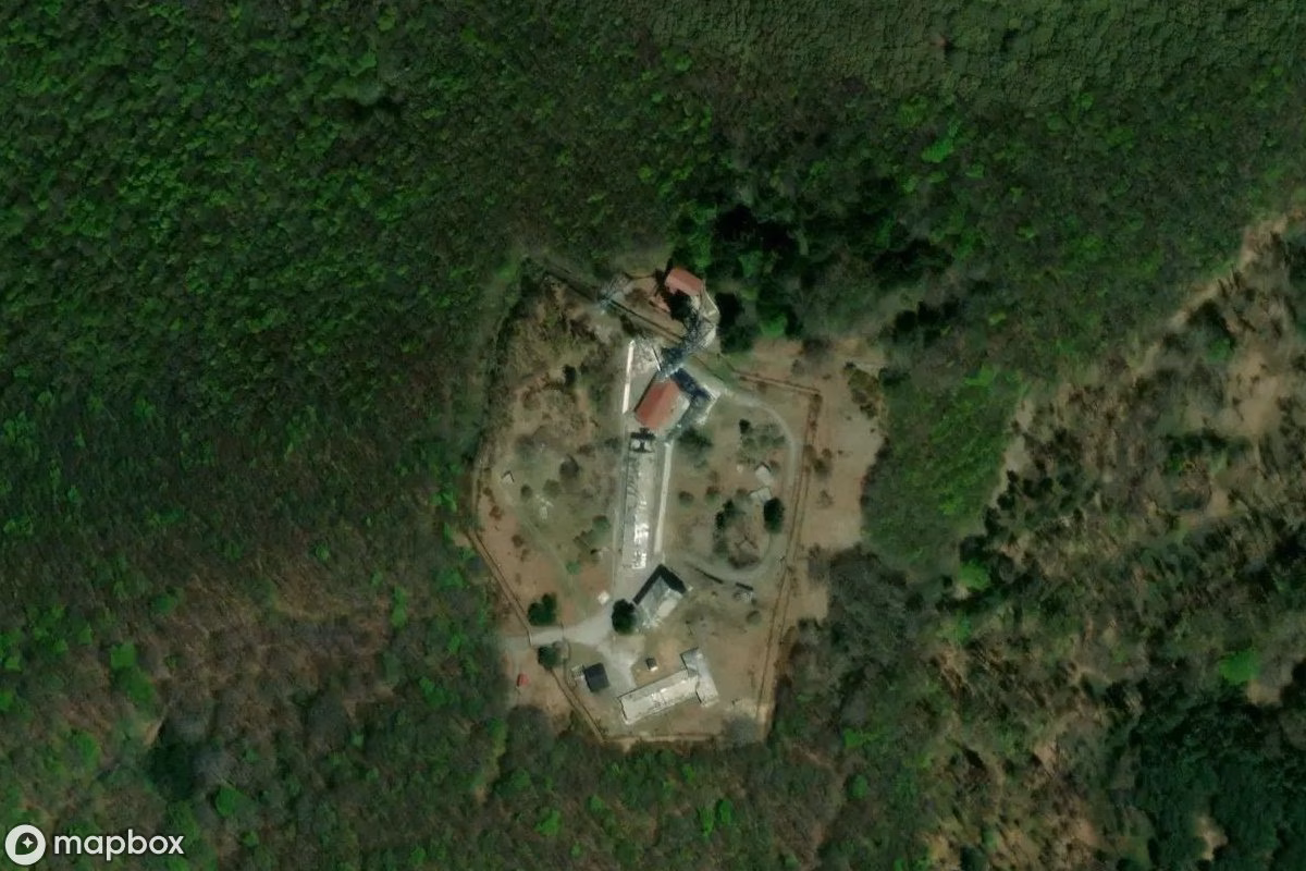 Aerial satellite view of Monte Mancuso, an abandoned  in Falerna, Italy