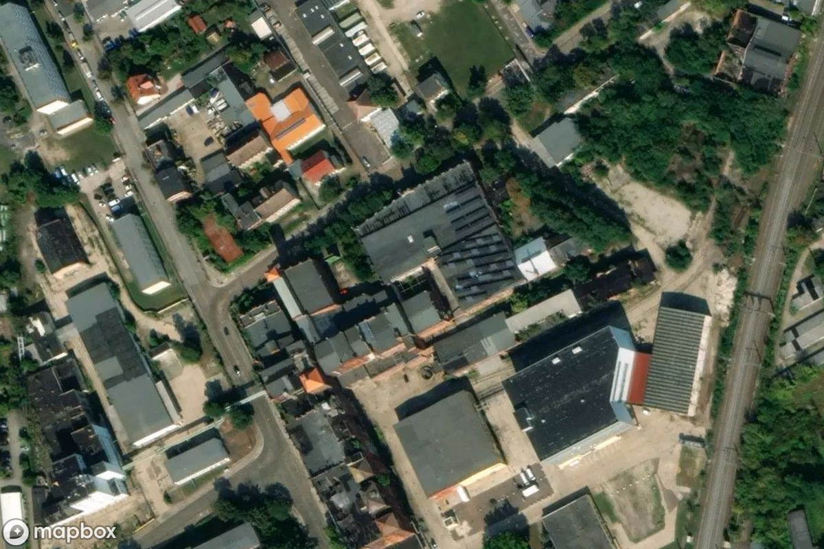 Aerial satellite view of Brauerei Dessau, an abandoned Factory in Dessau, Germany