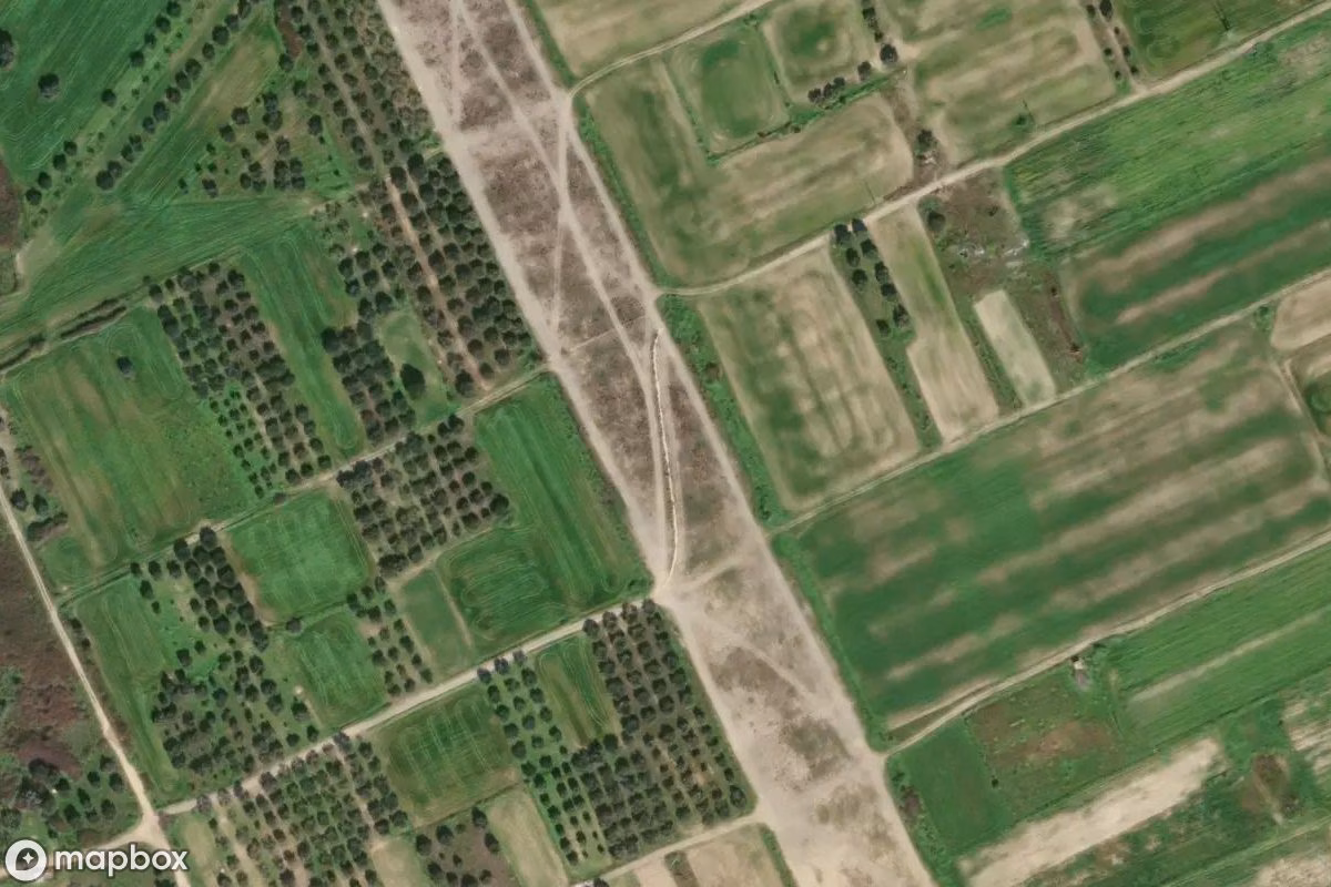 Aerial satellite view of Militär-Flughafen, an abandoned Military Site in Municipality of Rhodes, Greece