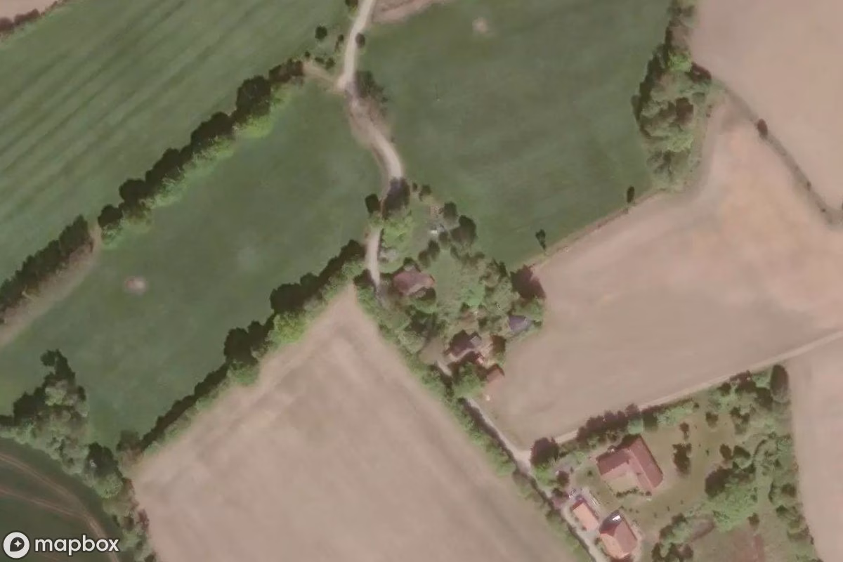 Aerial satellite view of Scheune, an abandoned Farm in Dransau, Germany