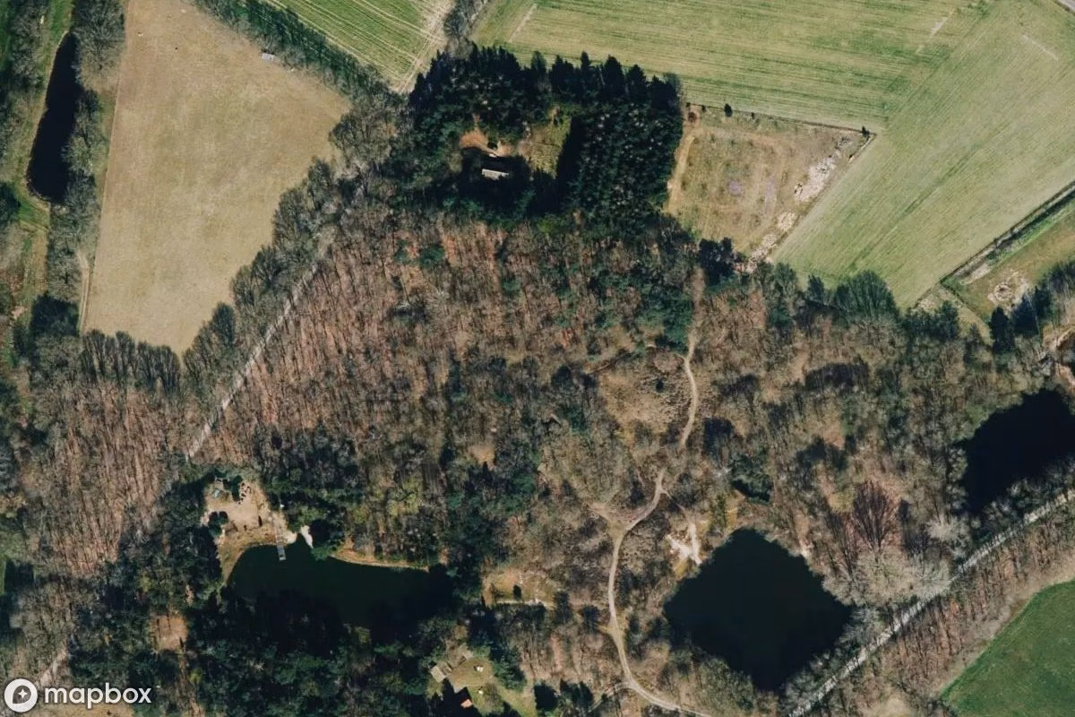 Aerial satellite view of Luftschutzbunker, an abandoned Bunker in Emlichheim, Germany