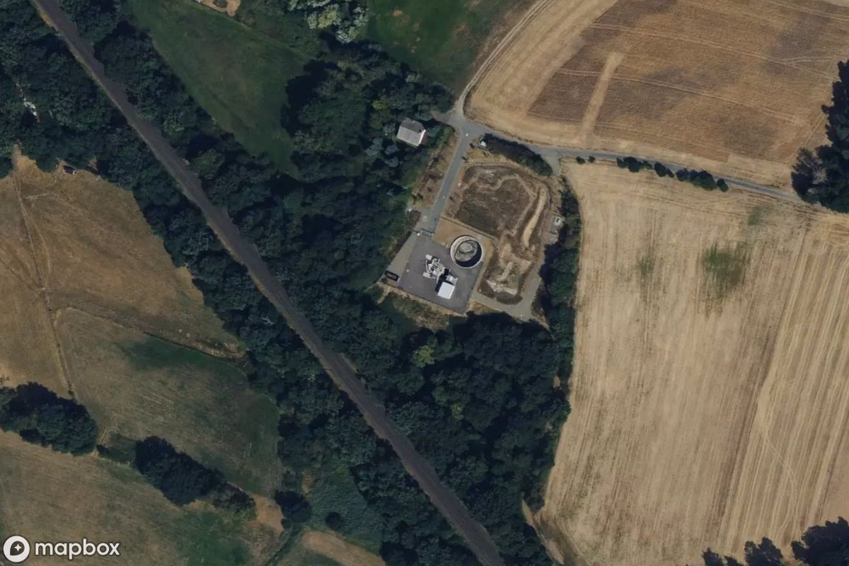 Satellittbilde fra luften av Kläranlage, et forlatt Industri i Bexbach, Tyskland