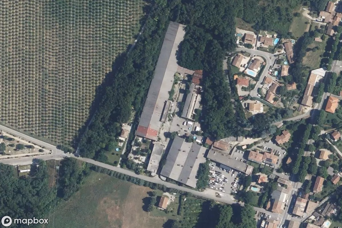 Vue aérienne satellite de Fabrik Saulce, un Usine abandonné à Saulce-sur-Rhône, France