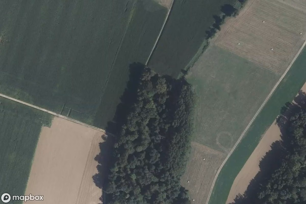 Satellietbeeld vanuit de lucht van Observatoire d'Artillerie, een verlaten Bunker in Heimsbrunn, Frankrijk