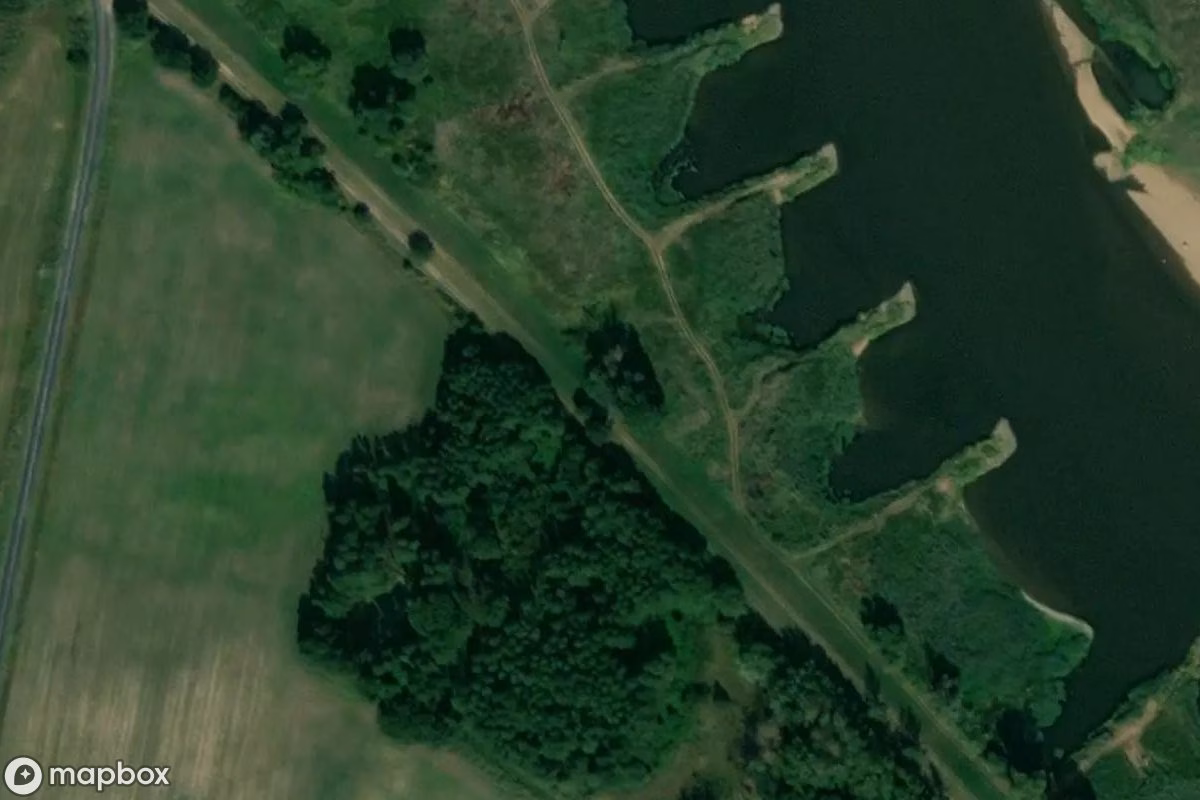 Aerial satellite view of Bunker, an abandoned Bunker in Dobrzęcin, Poland
