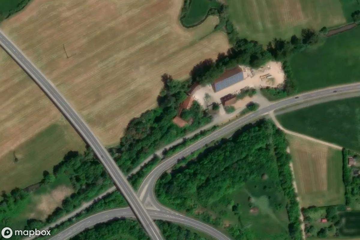 Vue aérienne satellite de Mühle, un Usine abandonné à Langenzenn, Allemagne